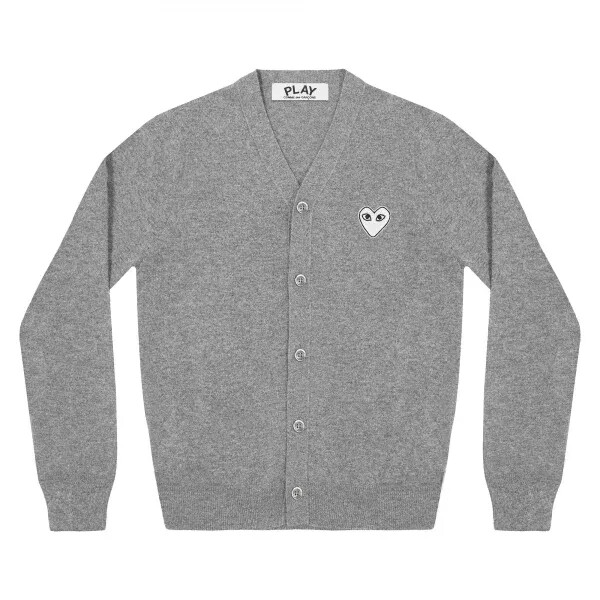 cardigan da uomo play white heart natural series grigio chiaro