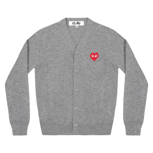 cardigan uomo play invader emblem grigio