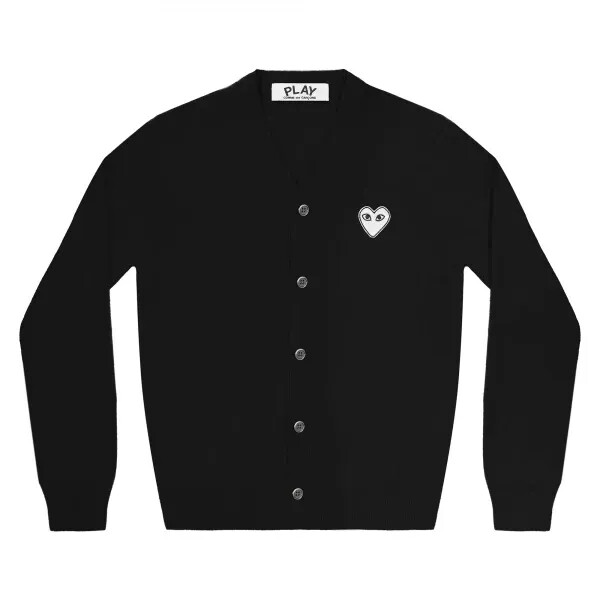 cardigan uomo play bianco cuore nero