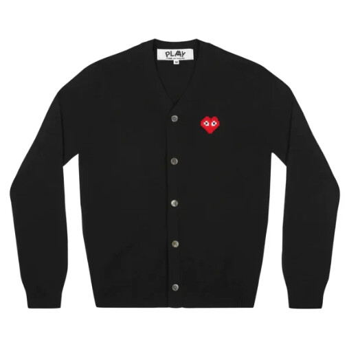 cardigan uomo play invader emblem nero
