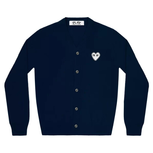 cardigan da uomo play bianco cuore blu marino