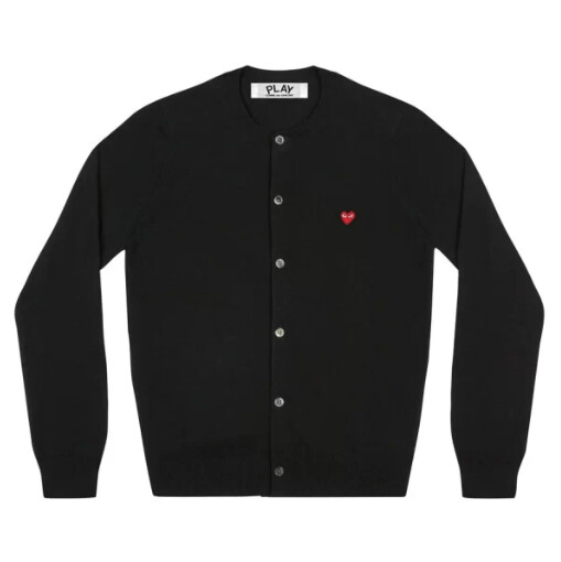 cardigan da donna cdg con piccolo cuore rosso nero