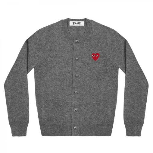 cardigan donna play emblema rosso grigio