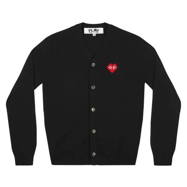 cardigan uomo play invader emblem nero