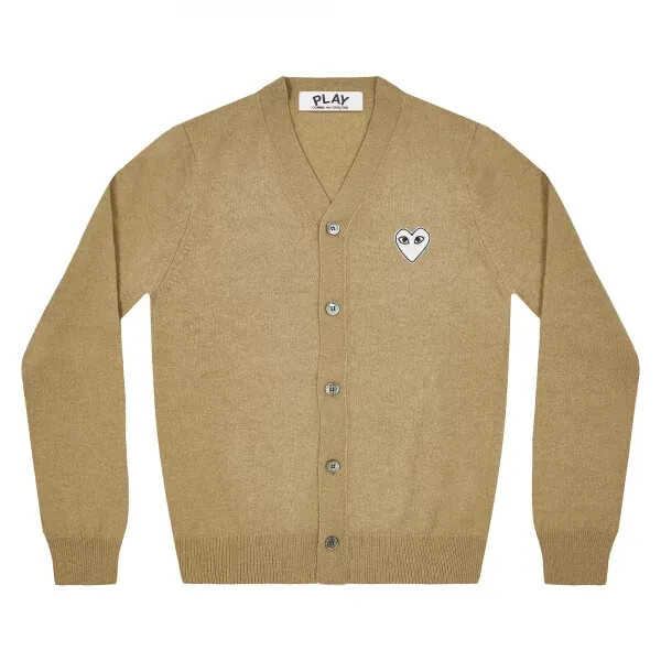 cardigan da uomo play white heart natural series camel