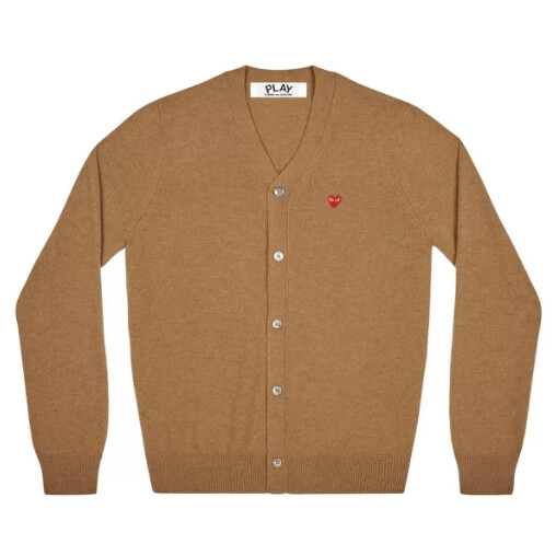 cardigan da uomo con piccolo cuore rosso marrone