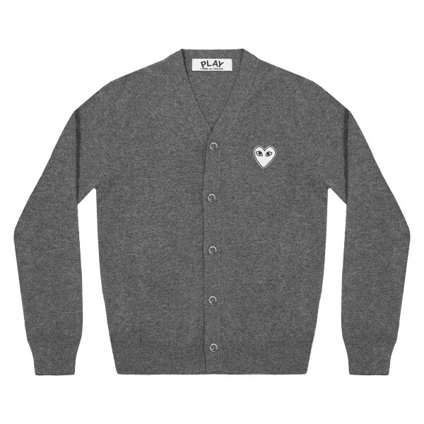 cardigan da uomo play cuore bianco grigio scuro