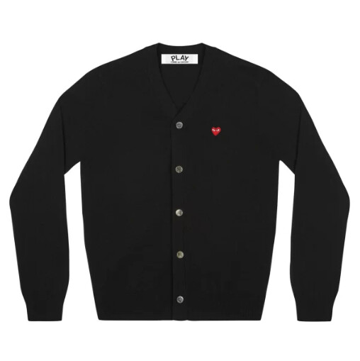 cardigan da uomo con piccolo cuore rosso nero