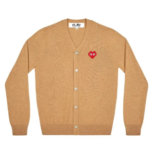 cardigan uomo play invader emblem beige