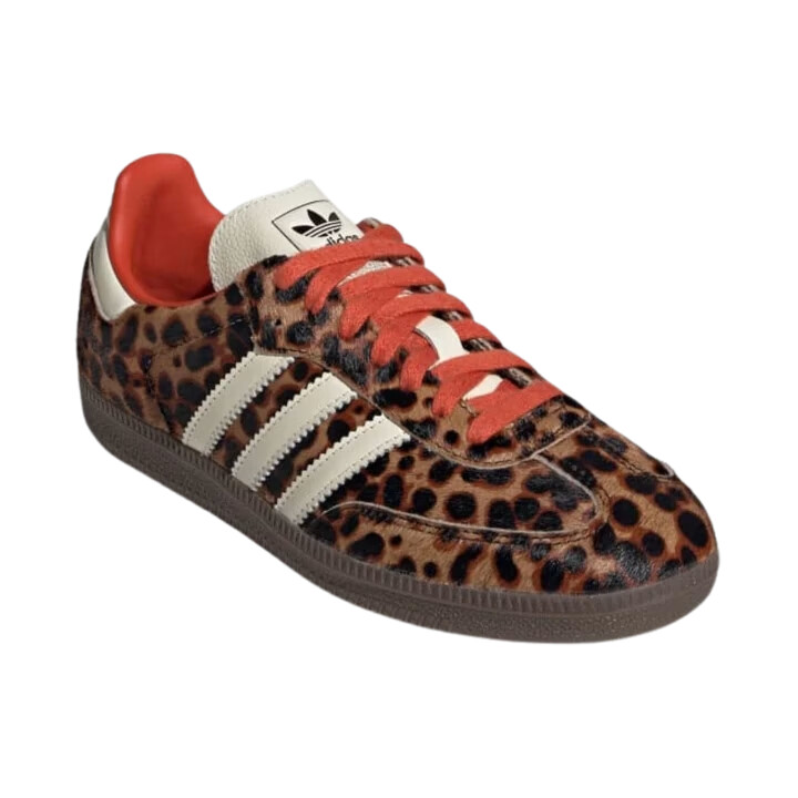 cdg adidas samba red leopard