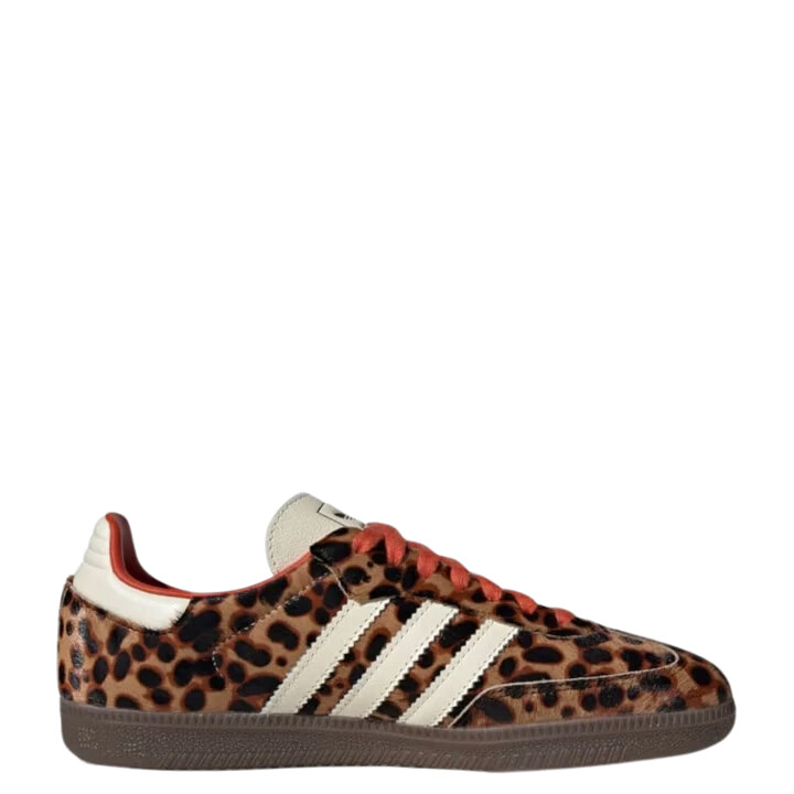 cdg adidas samba red leopard