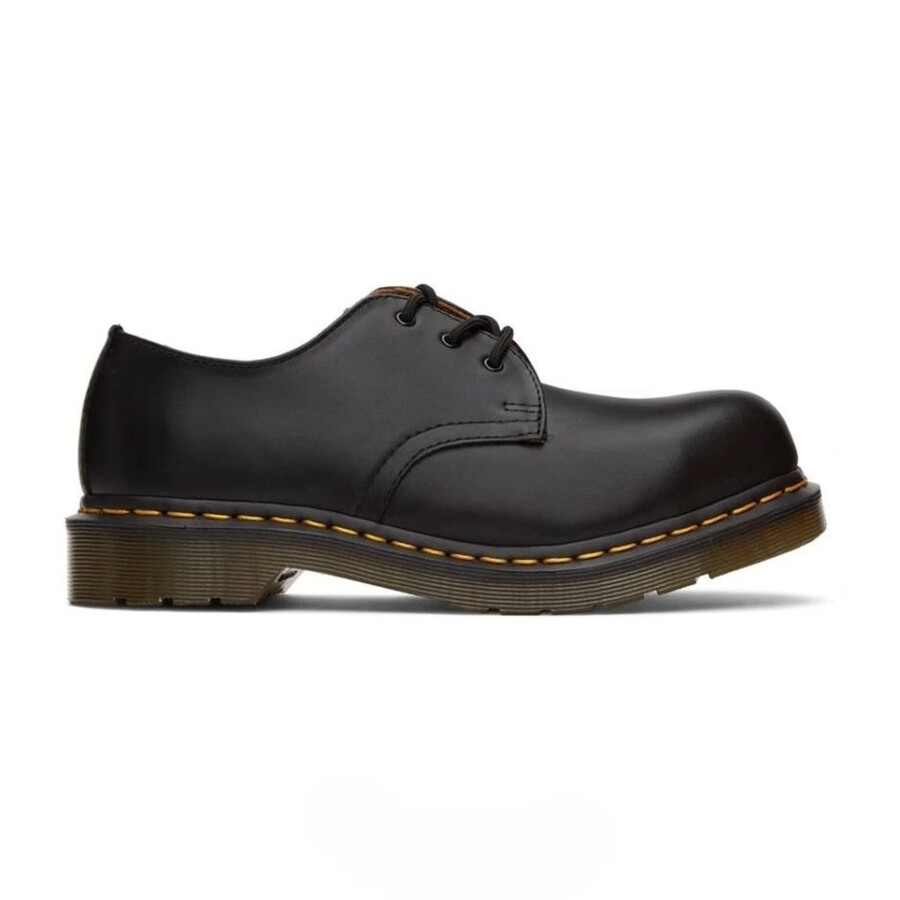cdg x dr. martens steel toe 3 hole nero