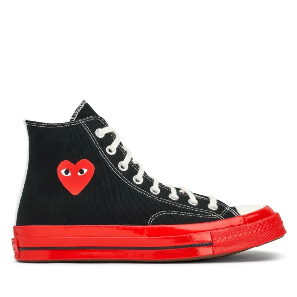 converse red sole high top nero