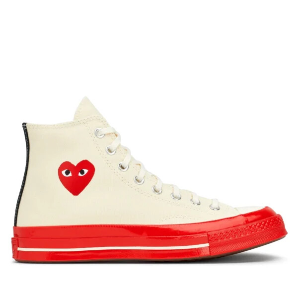 converse red sole high top bianco