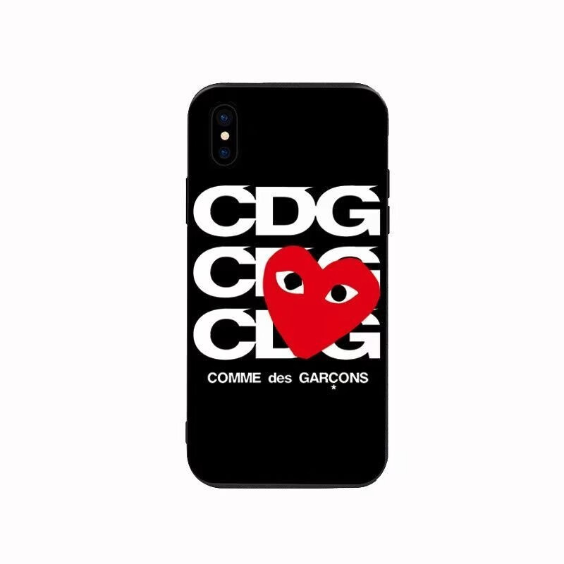 custodia trasparente per iphone con logo cdg e cuore rosso