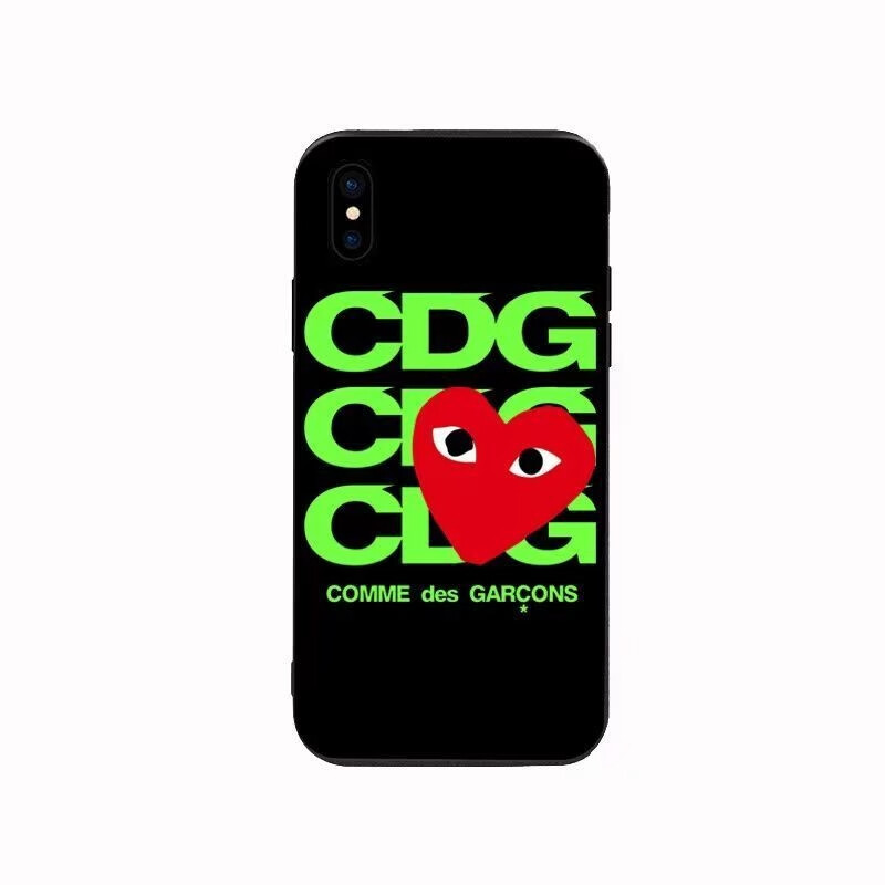 custodia per iphone con logo verde cdg e mini cuore