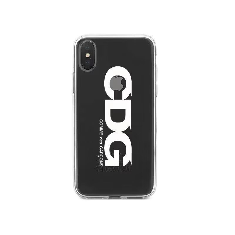 custodia trasparente per iphone con logo verticale singolo cdg