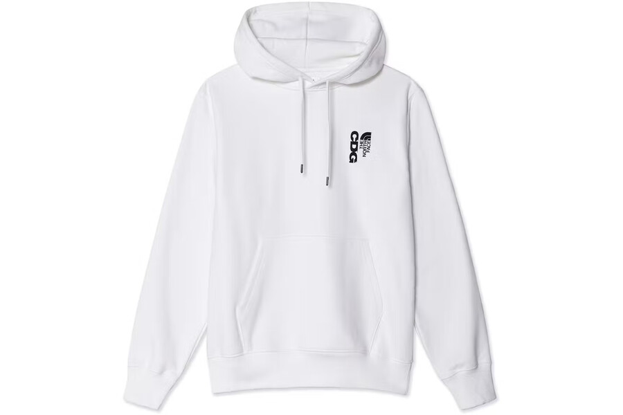 felpa con cappuccio comme des garçons x the north face bianca