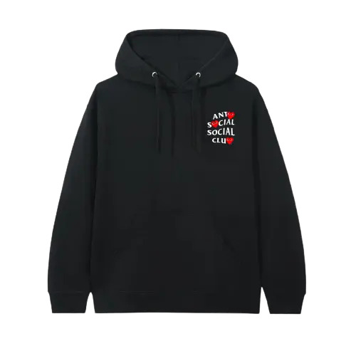 felpa nera con cappuccio assc x comme des garcons