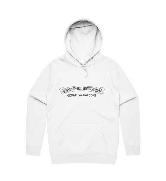 felpa con cappuccio comme des garcons x chrome hearts bianco