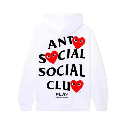 felpa con cappuccio bianca assc x comme des garcons