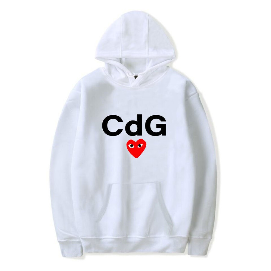 felpa con cappuccio cdg red heart front print