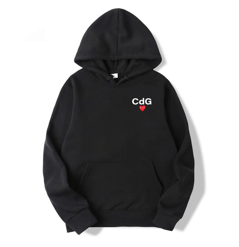 felpa con cappuccio stampata cdg play heart new x