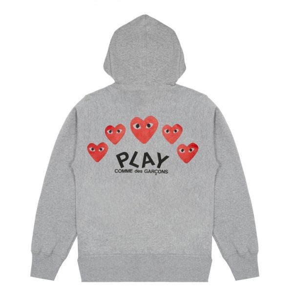 felpa con cappuccio e zip multi logo grigia play