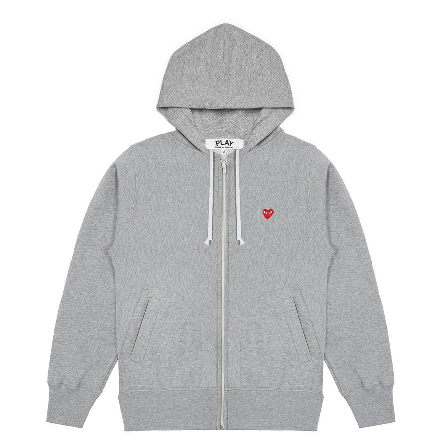 felpa con cappuccio e zip con emblema piccolo cdg