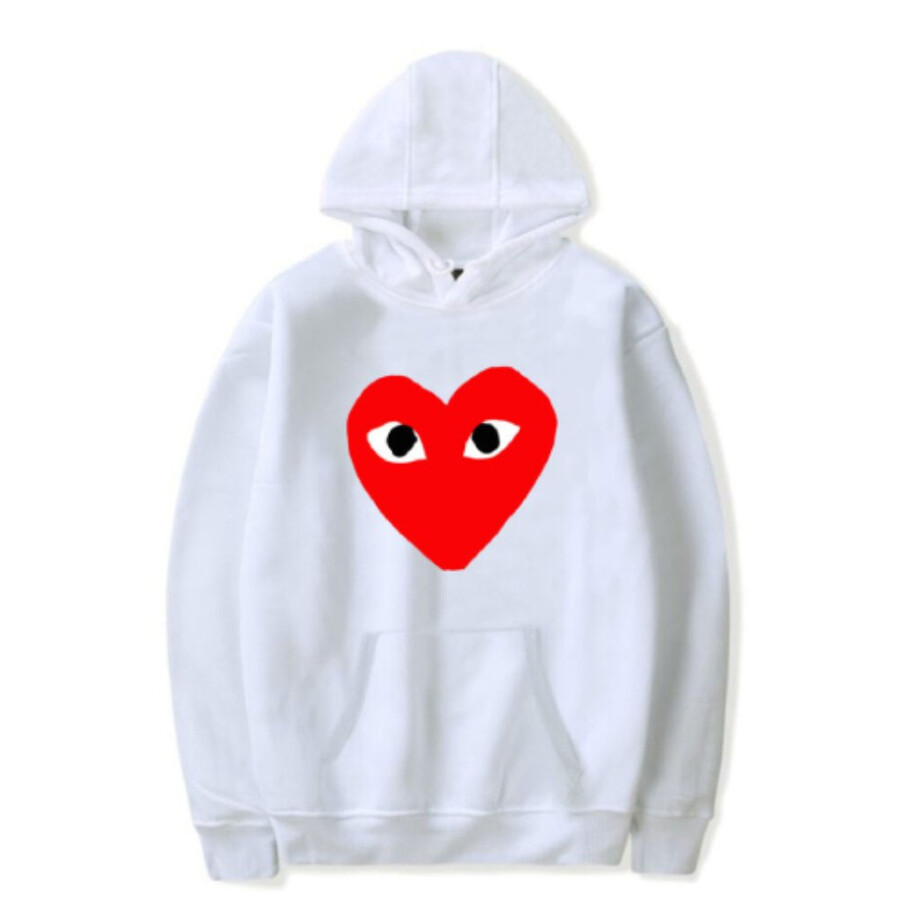 felpa con cappuccio comme des garcons big cuore rosso