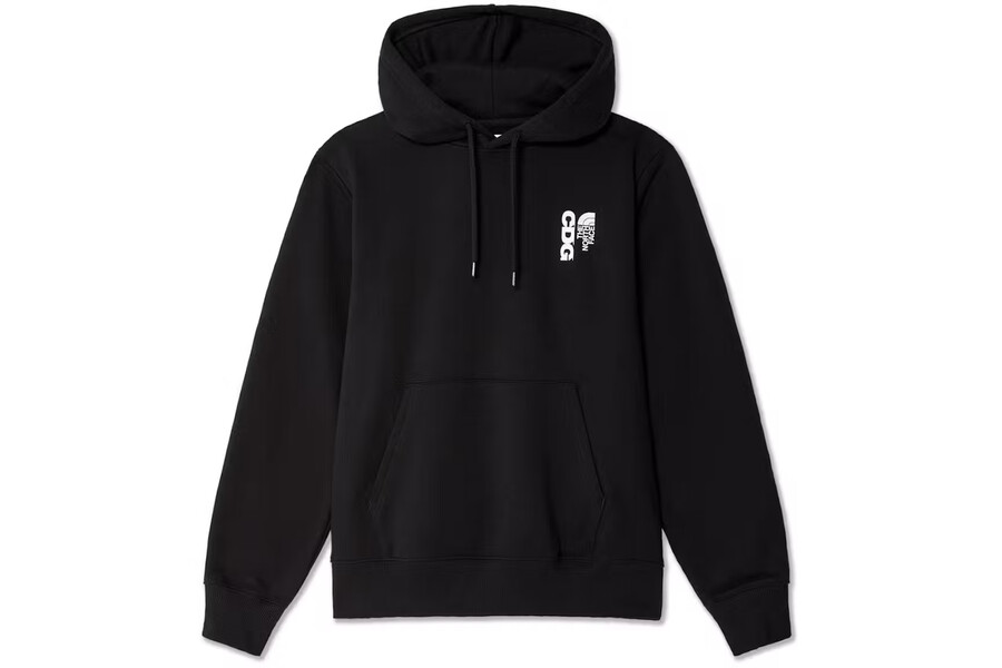 felpa con cappuccio comme des garçons x the north face x nera