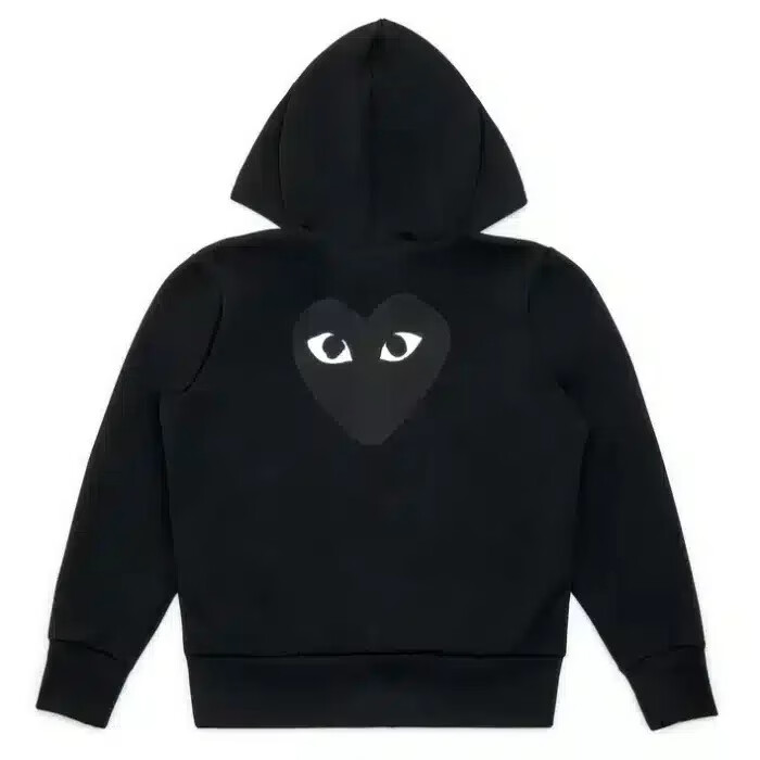 felpa con cappuccio e zip play big heart nera