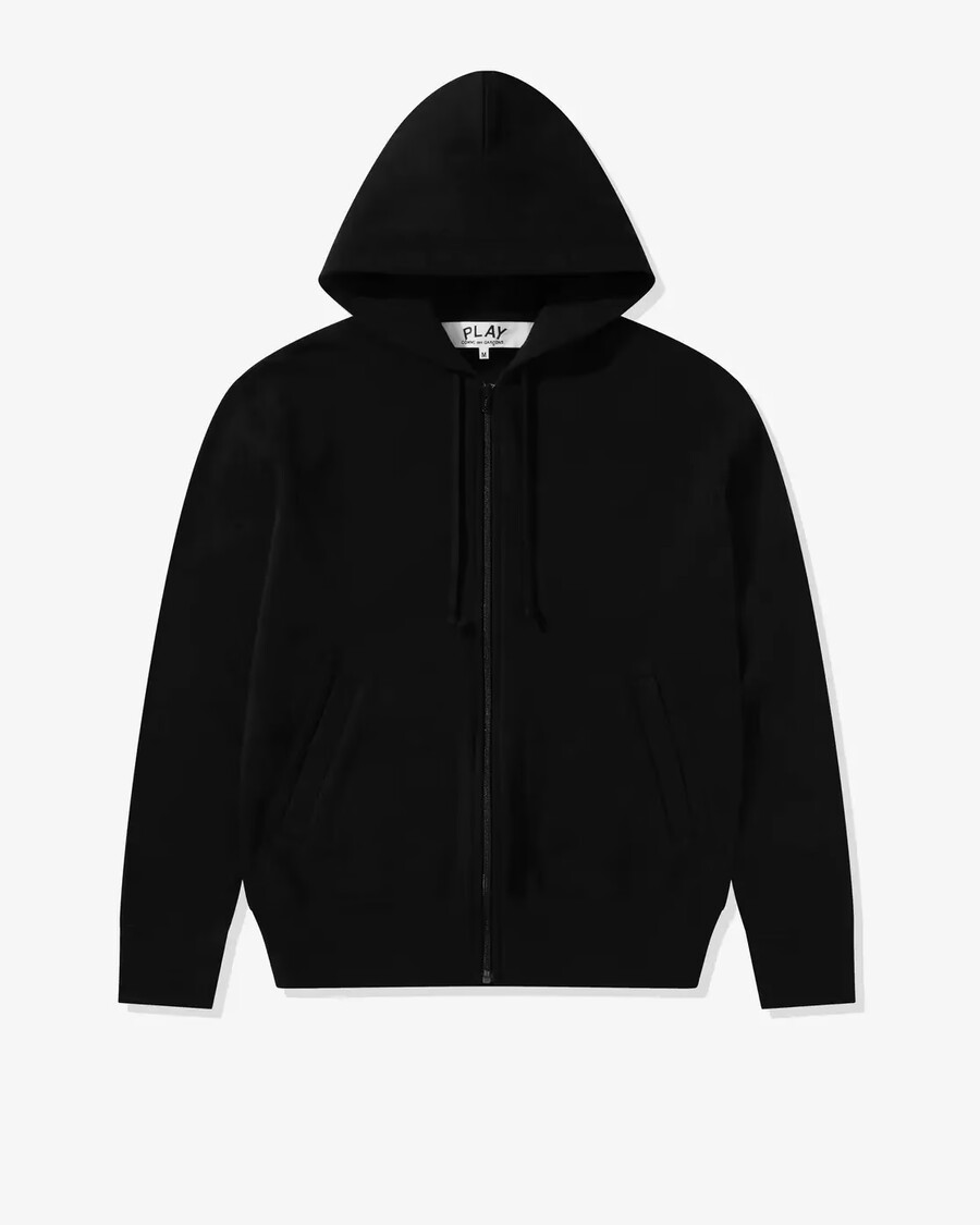 felpa con cappuccio unisex cdg play reverse black heart zip