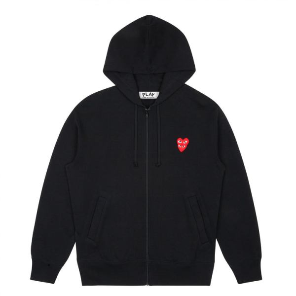 felpa con cappuccio e zip con cuore di famiglia rosso