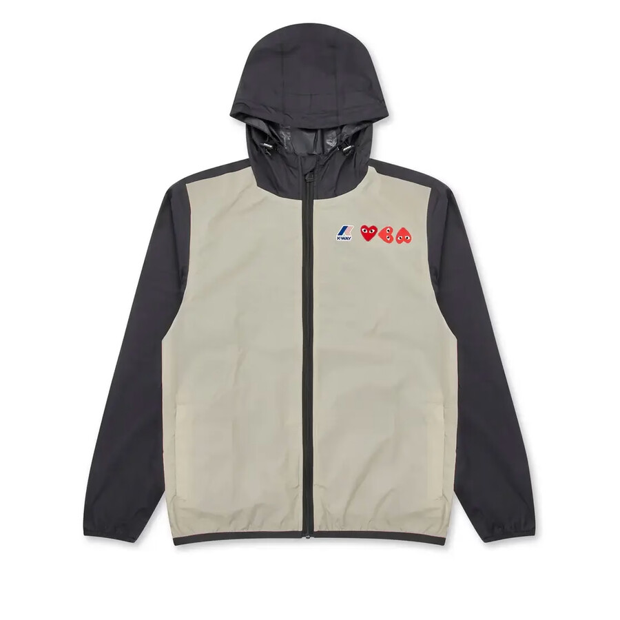 giacca con zip beige e nera cdg x k-way