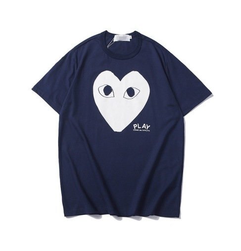 camicia blu navy con cuore bianco cdg