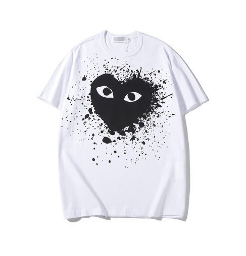 camicia bianca comme des garcons paint heart