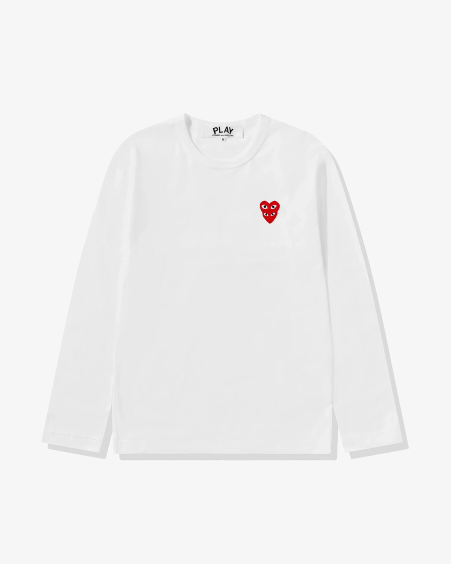 gioca - maglietta a maniche lunghe con doppio cuore rosso - bianca