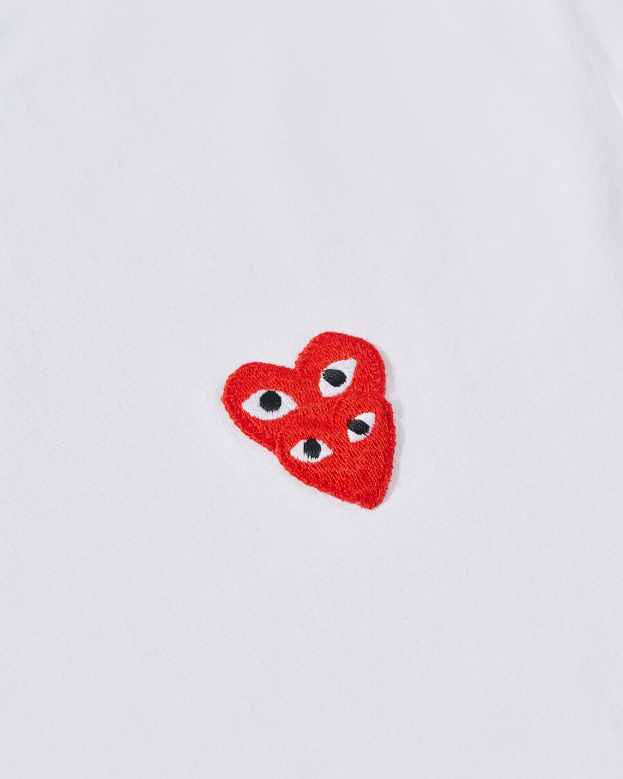 gioca - maglietta a maniche lunghe con doppio cuore rosso - bianca