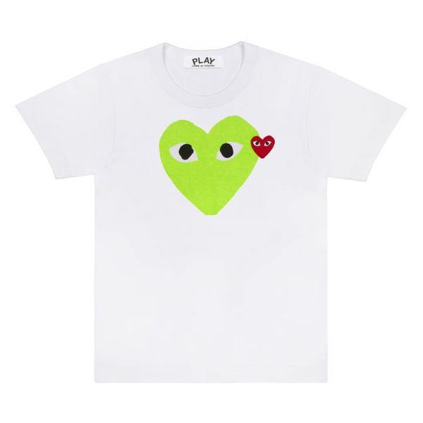 t-shirt gioca cuore pastello ed emblema rosso verde