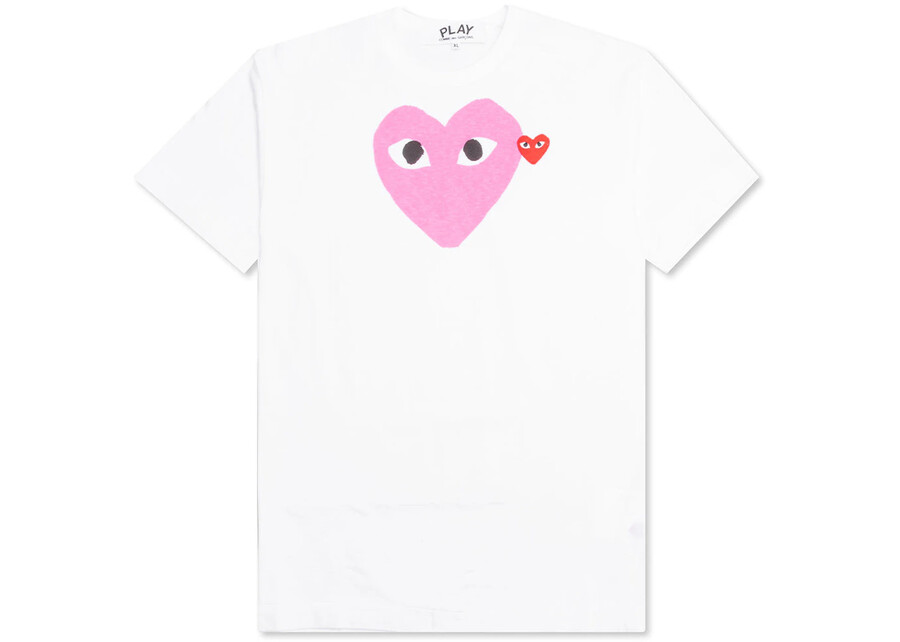 maglietta cdg play red emblem heart biancarosa