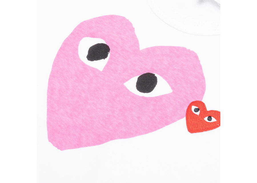 maglietta cdg play red emblem heart biancarosa