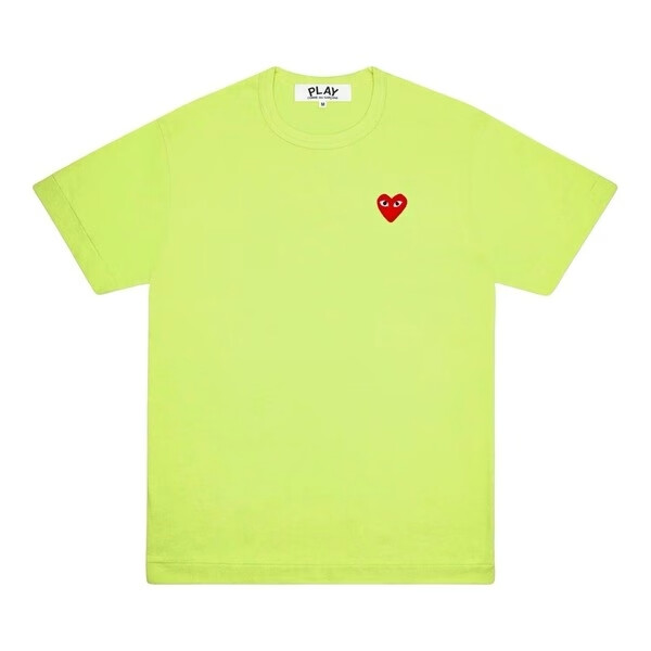 maglietta verde cdg con mini cuore rosso