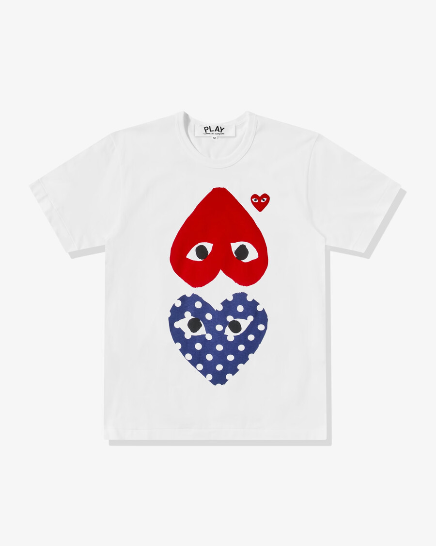 gioca - maglietta a pois con cuore capovolto - bianca