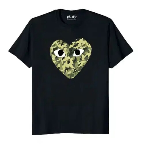 maglietta comme des garcons heart camo