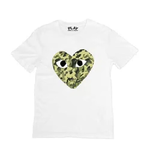 maglietta comme des garcons heart camo
