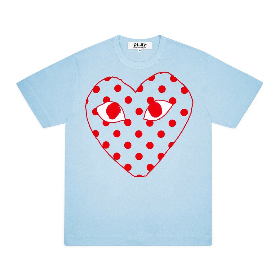 gioca maglietta con cuore a pois luminosi blu