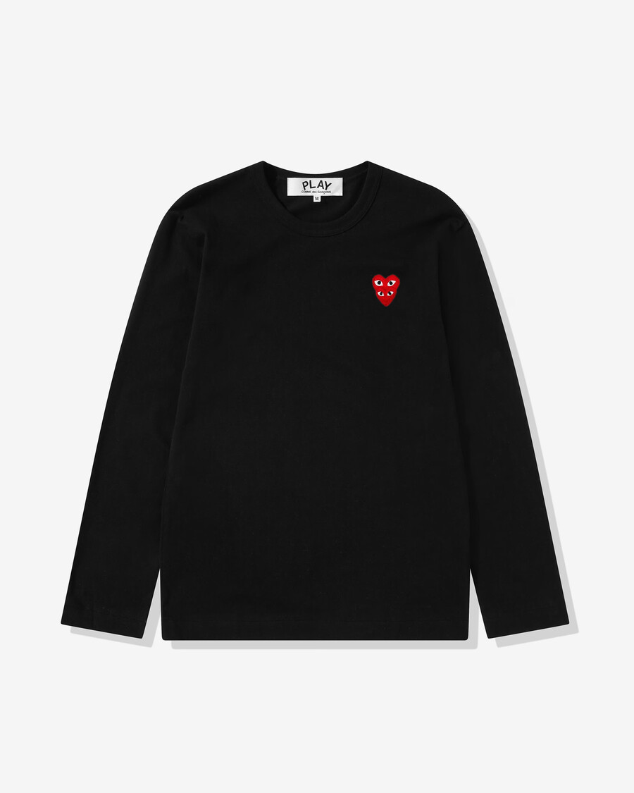 gioca - maglietta a maniche lunghe con doppio cuore rosso - nero