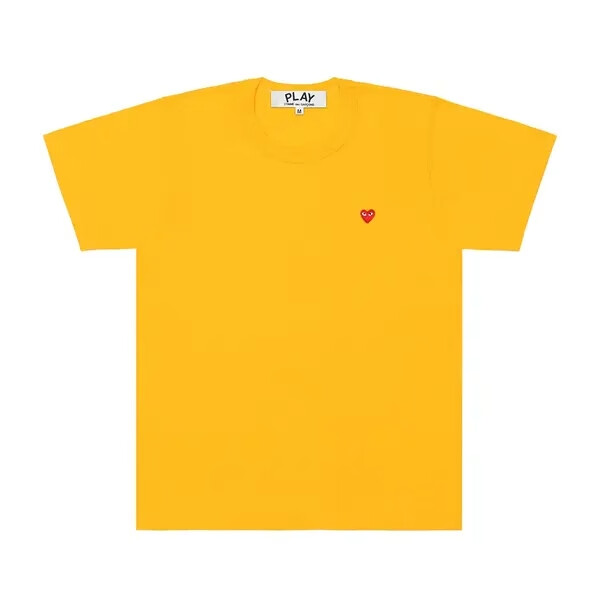 maglietta gialla cdg con mini cuore rosso