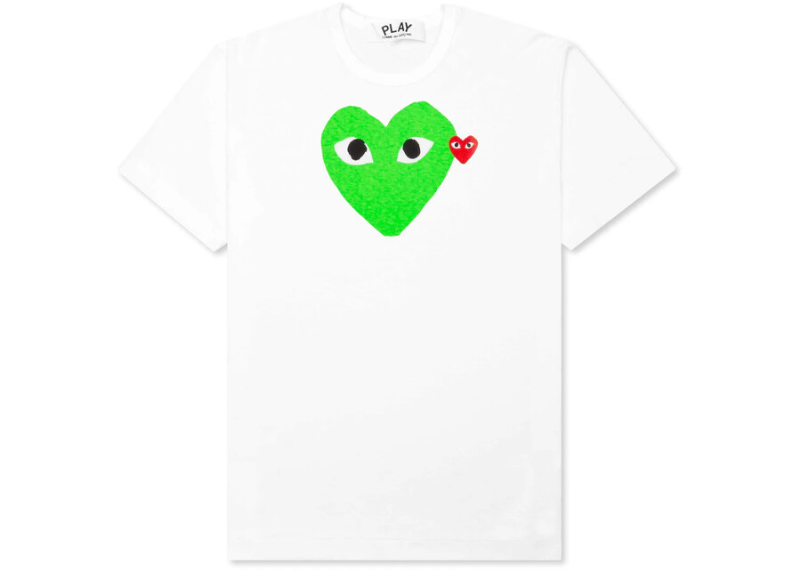maglietta cdg play red emblem heart biancaverde